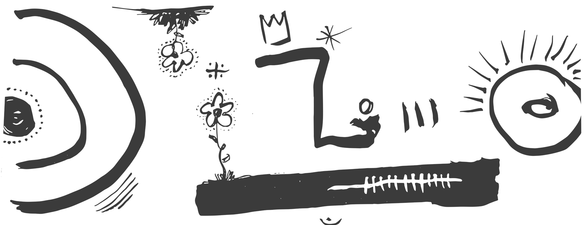 a face with two flowers and a crown